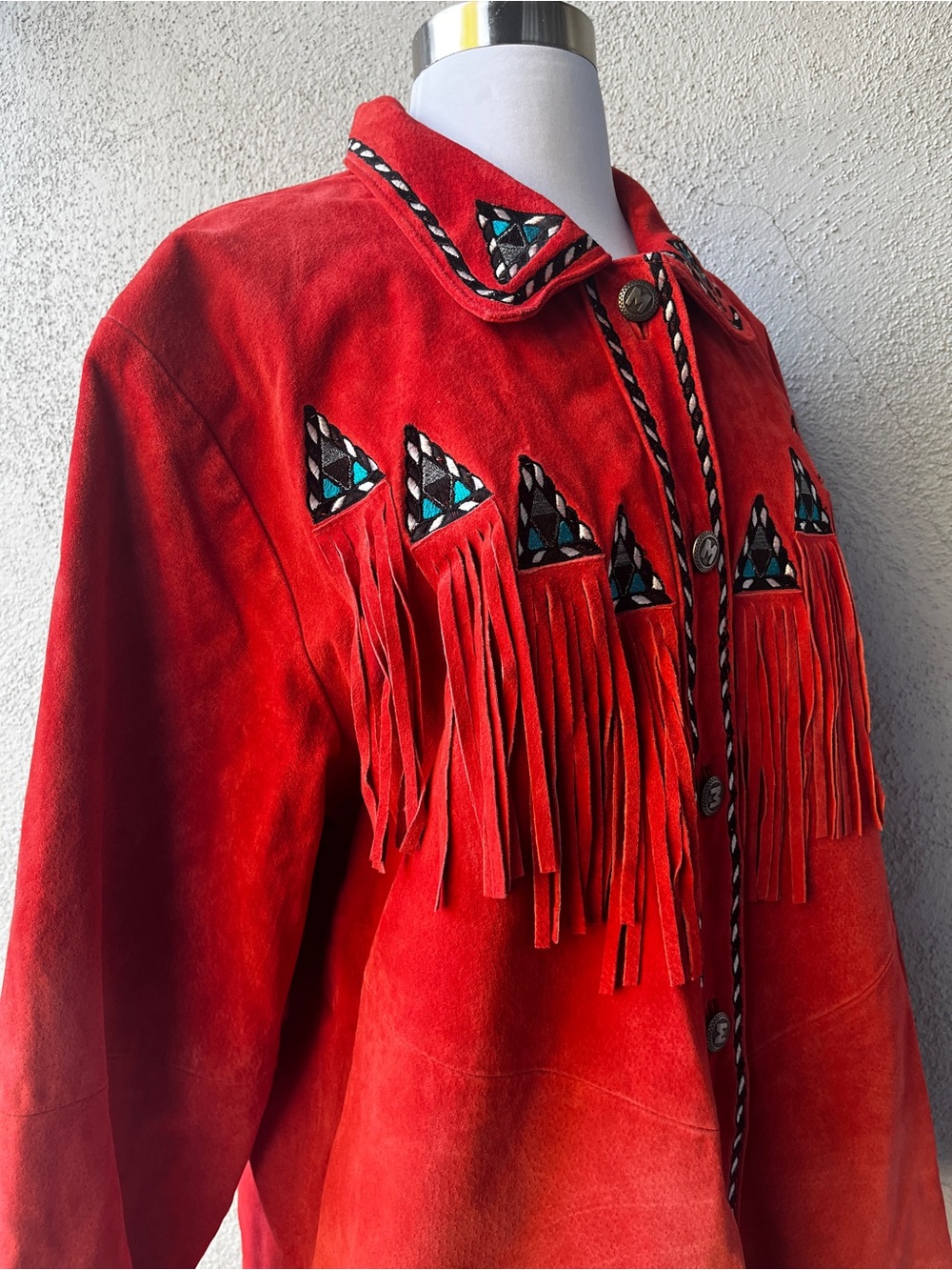 VTG 90s Bob Mackie Wearable Art Orange Suede Fringe Southwestern Jacket XL - Picture 11 of 16